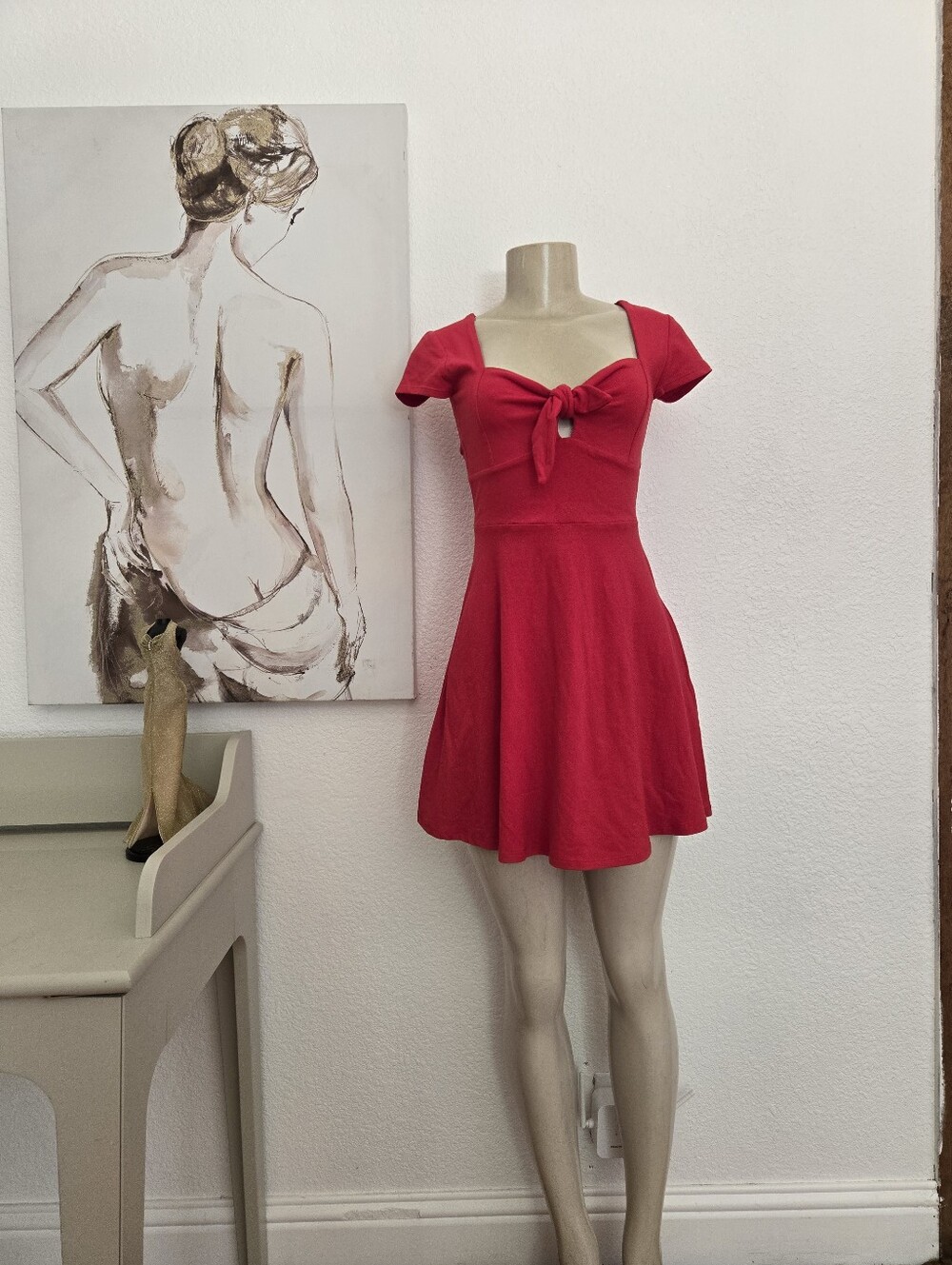 NWT Forever 21 Red Tie-Front Fit & Flare Dress - Women's Size Small
